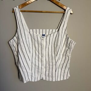 Old Navy Sleeveless Bodice Vest Striped Button Front Crop Tank‎ Top Size XXL